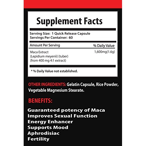 Maca Extract Organic - Maca 1600mg 4: 1 Extract - Increases libid...