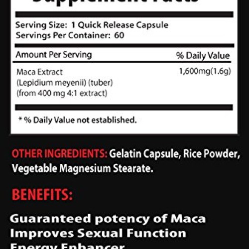 Maca Extract Organic - Maca 1600mg 4: 1 Extract - Increases libid...