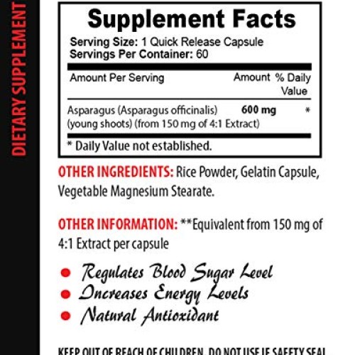 Memory and Brain Health - Asparagus Young Shoots Extract 600 MG -...