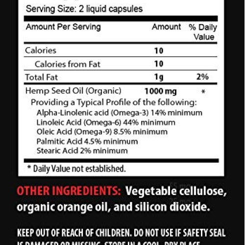 Pain Relief Supplement Natural - Hemp Seed Oil Organic 1000Mg - H...