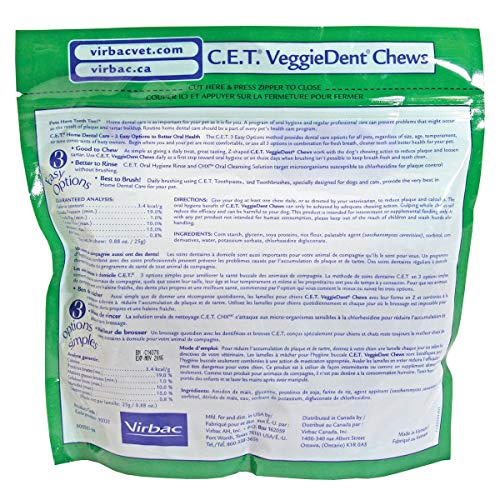 Virbac C.E.T. VEGGIEDENT Tartar Control Chews for Dogs, Small 30 ...