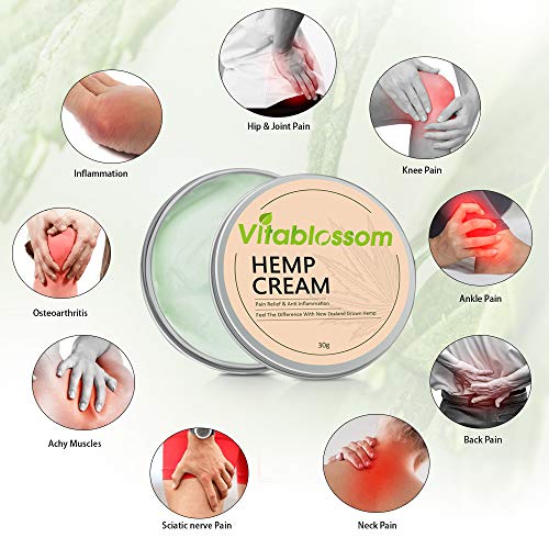 Vitablossom Hemp Balm - Hemp Cream for Back, Knee, Hands, Neck, F...