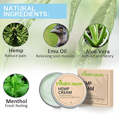 Vitablossom Hemp Balm - Hemp Cream for Back, Knee, Hands, Neck, F...