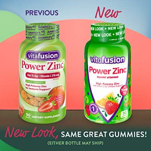 Vitafusion Power Zinc Gummy Vitamins, Strawberry Tangerine, 90 Count