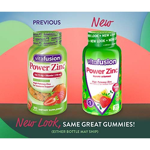 Vitafusion Power Zinc Gummy Vitamins, Strawberry Tangerine, 90 Count