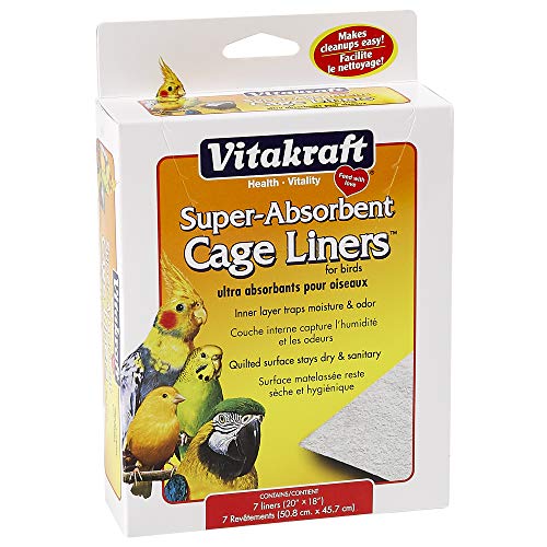VITAKRAFT 512071 7-Pack Super Absorbent Cage Liners for Birds, 20...