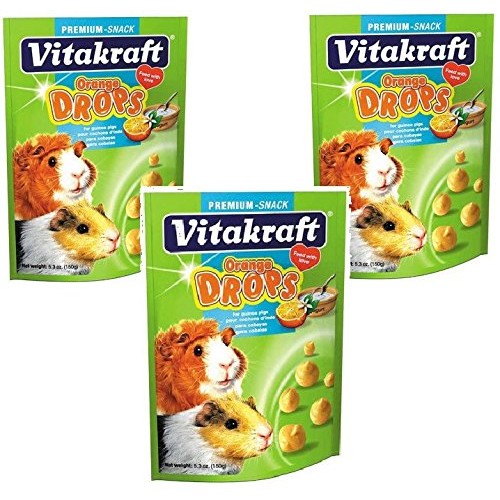 Vitakraft Guinea Pig Orange Drops Treat, 5.3oz Each - 3 Pack