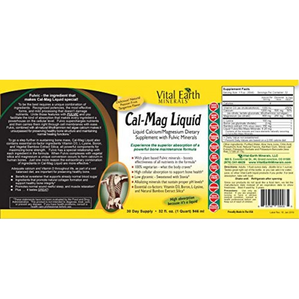 Cal-Mag Liquid 32 Fl. Oz. - 1 Month Supply- High Potency - Sugar ...
