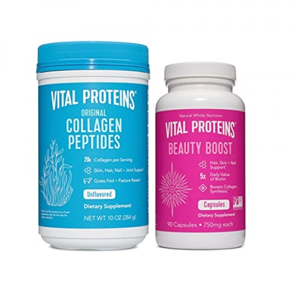 Collagen Peptides Powder & Beauty Boost Biotin + Vitamin C Capsules
