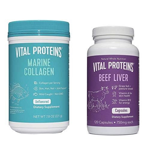 Vital Proteins Marine Collagen Peptides Powder 7.8 oz & Grass-Fed...