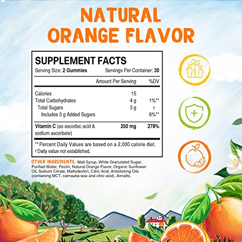 Vitalitown Vitamin C Vegan Gummies 250 mg, Support Immune Defense...