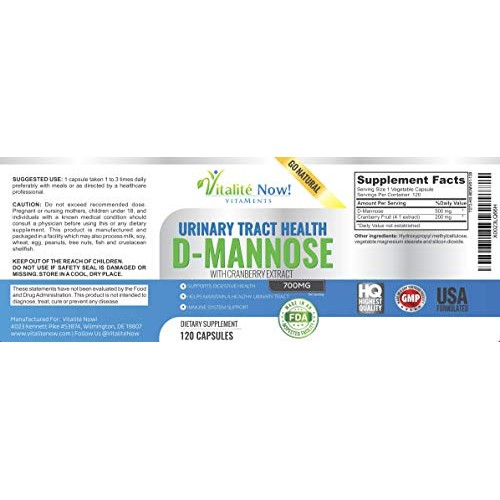 High Strength Pure D-Mannose with Cranberry Extract for Natural U...
