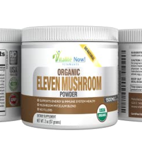 Organic 11 Mushroom Powder - USDA Certified - Lions Mane, Reishi...