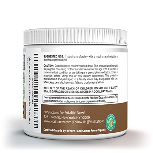 Organic 11 Mushroom Powder - USDA Certified - Lions Mane, Reishi...