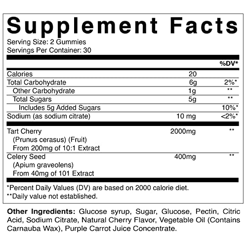 2 Pack Vitamatic Tart Cherry with Celery Seed Gummies - 2400 mg S...