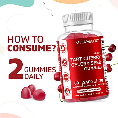 2 Pack Vitamatic Tart Cherry with Celery Seed Gummies - 2400 mg S...