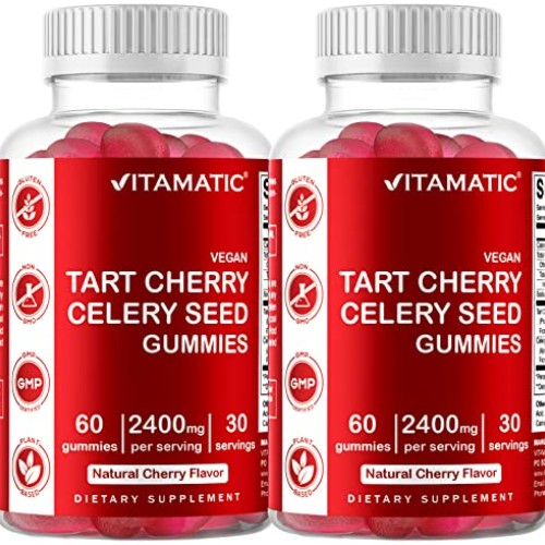 2 Pack Vitamatic Tart Cherry with Celery Seed Gummies - 2400 mg S...
