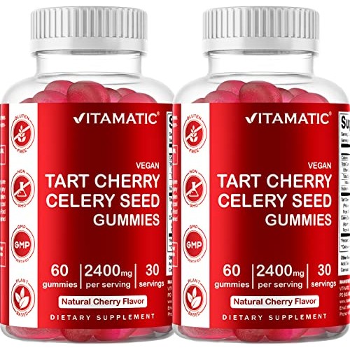 2 Pack Vitamatic Tart Cherry with Celery Seed Gummies - 2400 mg S...