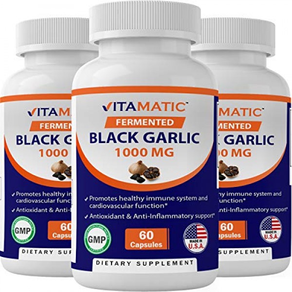 3 Pack - Vitamatic Fermented Black Garlic Extract 1000 mg 60 Caps...