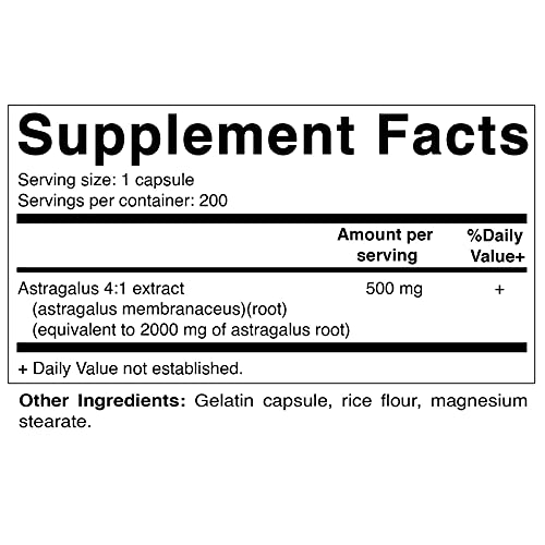 Vitamatic Astragalus Capsules 2000mg Supplement - 200 Count - 4:1...