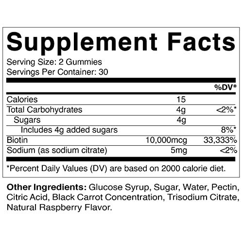 Vitamatic Biotin Gummies 10,000 mcg for Stronger Hair, Skin & Nai...