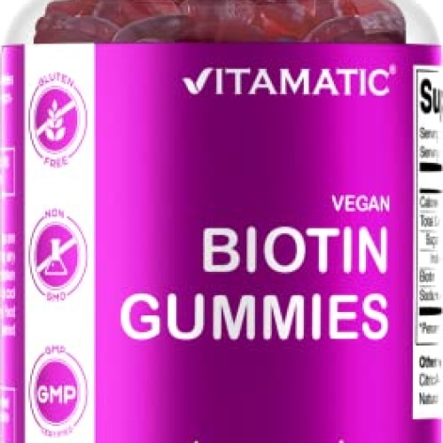 Vitamatic Biotin Gummies 10,000 mcg for Stronger Hair, Skin & Nai...
