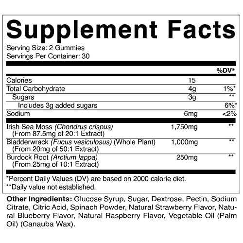 Vitamatic Irish Sea Moss Gummies - 3000 mg - 60 Vegan Gummies - M...