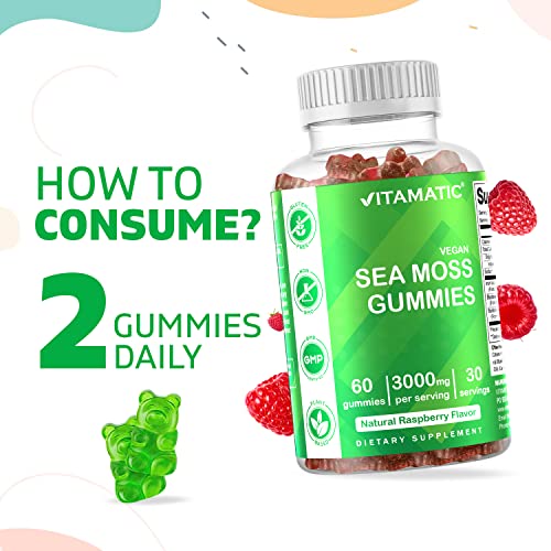 Vitamatic Irish Sea Moss Gummies - 3000 mg - 60 Vegan Gummies - M...