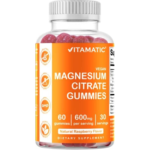 Vitamatic Magnesium Citrate Gummies 600mg per Serving - 60 Vegan ...