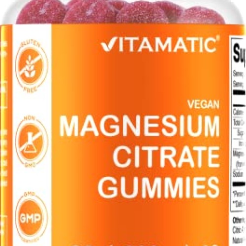 Vitamatic Magnesium Citrate Gummies 600mg per Serving - 60 Vegan ...