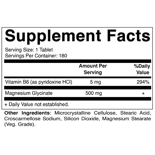 Vitamatic Magnesium Glycinate 500mg per Tablet - 180 Vegetarian T...