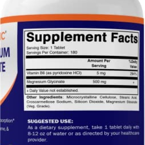 Vitamatic Magnesium Glycinate 500mg per Tablet - 180 Vegetarian T...