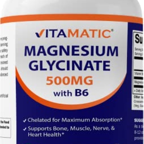 Vitamatic Magnesium Glycinate 500mg per Tablet - 180 Vegetarian T...