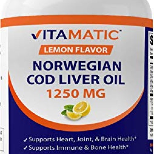 Vitamatic Norwegian Cod Liver Oil Capsules 1250mg 120 Softgels L...