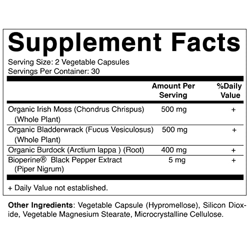 Vitamatic Organic Irish Sea Moss 120 Vegetarian Capsules - Made w...