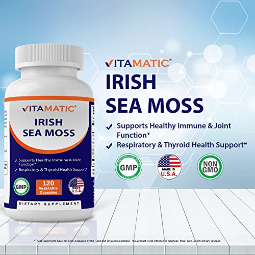Vitamatic Organic Irish Sea Moss 120 Vegetarian Capsules - Made w...
