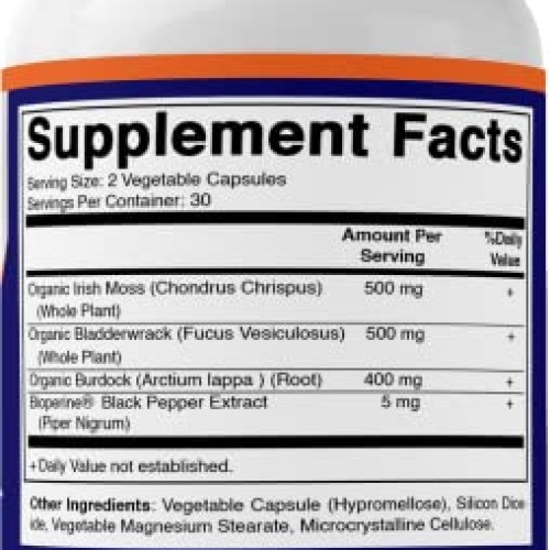 Vitamatic Organic Irish Sea Moss 120 Vegetarian Capsules - Made w...
