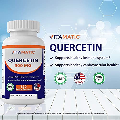 Vitamatic Quercetin 500 mg, 120 Vegetarian Capsules Non-GMO, Glu...