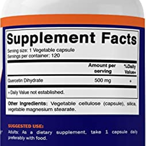 Vitamatic Quercetin 500 mg, 120 Vegetarian Capsules Non-GMO, Glu...