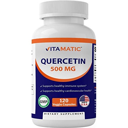 Vitamatic Quercetin 500 mg, 120 Vegetarian Capsules Non-GMO, Glu...