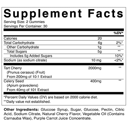 Vitamatic Tart Cherry with Celery Seed Gummies - 2400 mg Serving ...