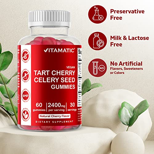 Vitamatic Tart Cherry with Celery Seed Gummies - 2400 mg Serving ...