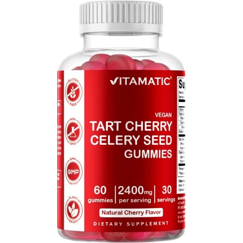 Vitamatic Tart Cherry with Celery Seed Gummies - 2400 mg Serving ...