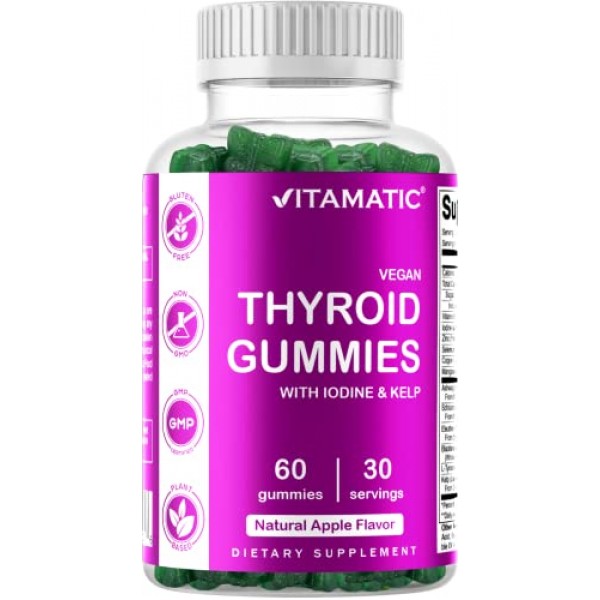 Vitamatic Vegan Thyroid Support Gummies with Iodine & Kelp - 60 C...