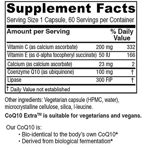 Vitanica Coq10 Extra, Natural CoQ10, 100mg, Non-GMO, Vegan, 60 Ca...