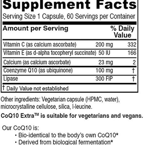 Vitanica Coq10 Extra, Natural CoQ10, 100mg, Non-GMO, Vegan, 60 Ca...