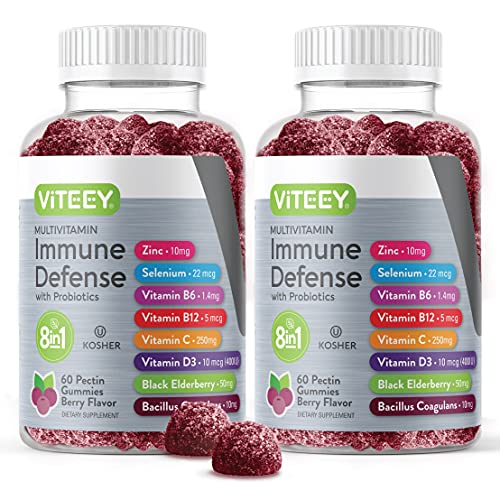 8 in 1 Immune Support Booster Pectin Gummies with Probiotics - Vi...