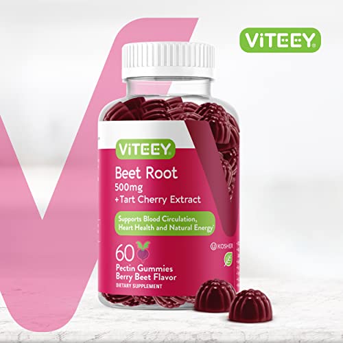 Beet Root Gummies 500mg Plus Tart Cherry - Nitric Oxide Circulati...