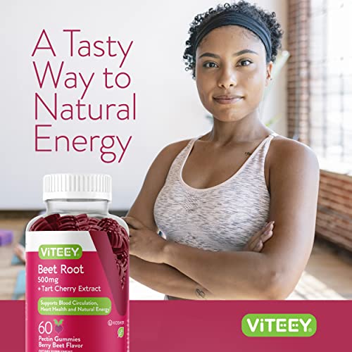 Beet Root Gummies 500mg Plus Tart Cherry - Nitric Oxide Circulati...