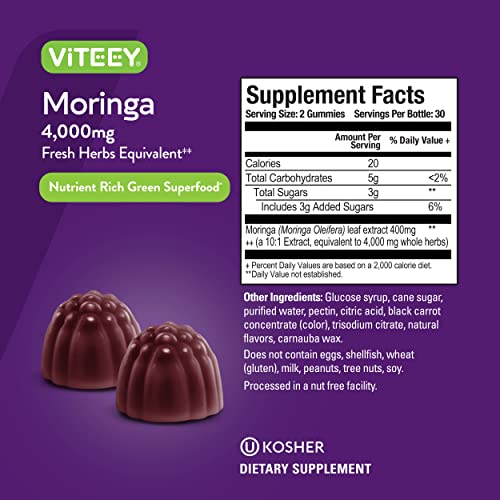 Moringa Leaf Gummies 4000mg - Immune Support - Energy Booster - B...